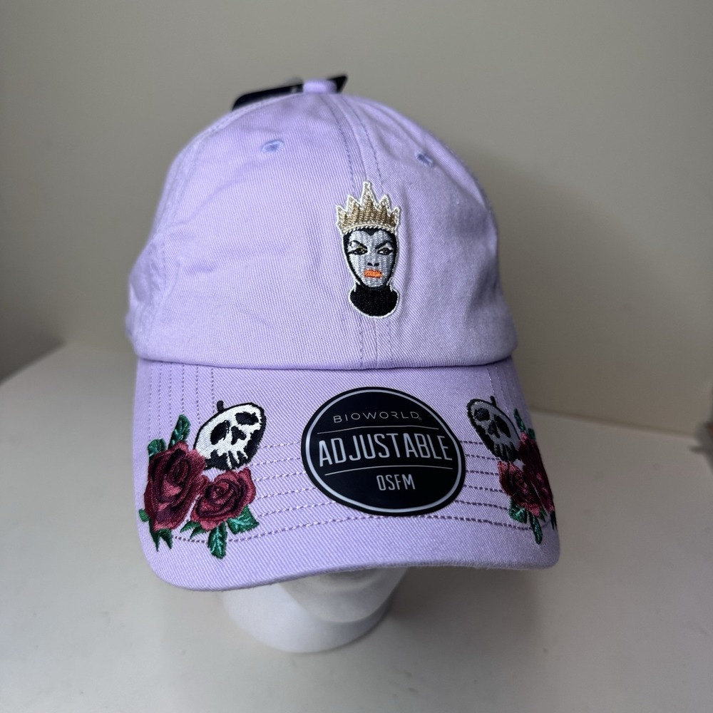 Disney Villains Evil Queen Lavender Adjustable Hat Skull Rose Bioworld NWT Cap